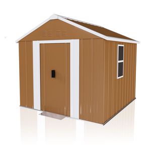 Abri de jardin métallique robuste 6x4, résistant aux intempéries, avec porte verrouillable, fenêtres et ventilation pour cour arrière - Product Image 4