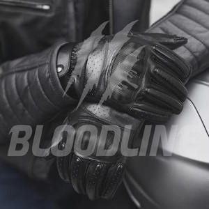 Bloodline sporty black cycling <b>gloves</b> Breathable wrist length leather <b>gloves</b> Leather bike <b>gloves</b> for spring summer - Product Image 3