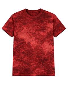 Custom Red Ice Dye T Shirt Men Round Neck Short Sleeve Cotton Casual Streetwear Vintage <b>Wash</b> Custom OEM Wholesale Tee Supplier - Product Image 1
