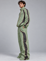 Ensemble de survêtement vert pour homme Sam Tactich, veste et pantalon de sport amples et respirants en polyester avec fermeture éclair intégrale