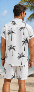 Men's Casual Summer Shirt 320Grams Breathable Anti-Pilling Satin Fabric Short Sleeve Floral Printed Design satin 100% polyester - Product Image 2