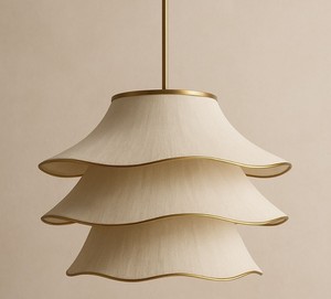 Lámpara colgante contemporánea de tela con borde dorado para interiores, para sala de estar, decoración moderna para el hogar - Product Image 2