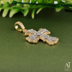 Pendentif croix en moissanite bicolore, coupe ovale, bijou pour homme et femme, collier chaîne - Product Image 6