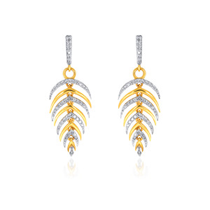 18K yellow gold <b>earrings</b> Marquise teardrop <b>dangle</b> <b>earrings</b> Round cut lab grown <b>diamonds</b> Geometric luxury fine jewelry - Product Image 1