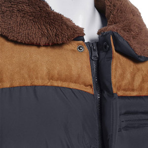 Men's <b>Black</b> Puffer <b>Vest</b> With Brown Fur Collar Button Closure Windproof Casual Winter Outerwear 100% Polyester - Product Image 3