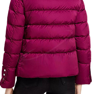 Veste matelassée pour femme, couleur unie, col montant, fermeture éclair, manches longues, longueur courte, vêtements d'extérieur d'hiver - Product Image 4