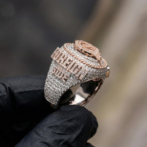 Hip Hop Iced Out <b>Ring</b> for <b>Men</b> Name Letter <b>Ring</b> with Cut Moissanite Luxury 925 Sterling Silver Rhodium Plated Engagement Gift - Product Image 3