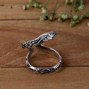 Handmade Adjustable Arthritis Ring Wedding Floral Texture <b>Finger</b> Splint DIP PIP Joint <b>Support</b> Vintage Oxidized Knuckle - Product Image 2