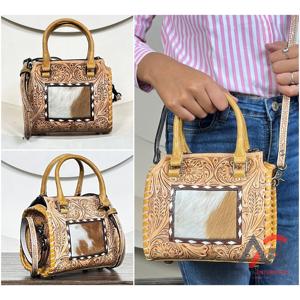 2026 Handmade Tooled Cowhide Leather Crossbody <b>Small</b> Handbags New Women Stylish Daily Carry Fashionable Travel Duffel <b>Bags</b> - Product Image 1