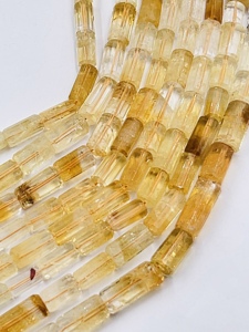 Cuentas de Cuarzo Citrino Amarillo Natural Facetadas en Forma de Tubo de 5x12mm a 6x14mm, Hilo de 14 Pulgadas, Cuentas Sueltas de Piedras Preciosas para Joyería China - Product Image 1