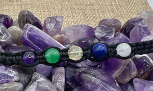 สร้อยข้อมือ 7 จักระ ทำมือด้วยเชือกถักสีดำ ประดับด้วยหินธรรมชาติ ปรับขนาดได้ สไตล์โบโฮ เครื่องประดับคริสตัลบำบัด สำหรับผู้หญิงและผู้ชาย - Product Image 4