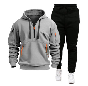 Men's <b>White</b> Hooded Tracksuit Set Full Sleeve Solid Color Hoodie <b>Jogger</b> Pants Side Pocket Breathable Casual Sportswear Autumn - Product Image 6
