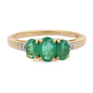 14K Yellow Gold <b>Emerald</b> Statement <b>Ring</b> for <b>Men</b> with Natural Stone - Product Image 1