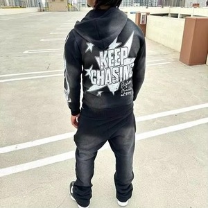 Mens Vintage Terry Cloth Tracksuit <b>Retro</b> Towel <b>Fabric</b> Zip Jacket and Wide Leg Pants Set Ribbed Trim Resort Style Sweatsuit - Product Image 6