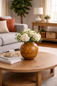 Handmade Eco-friendly Modern Design Round Wooden Flower Vase for Home Decor Living Room & Office Tabletop - Product Image 6