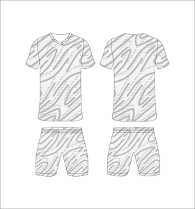 Custom sublimated soccer uniform set for men with grey and white abstract wave pattern print jersey and matching <b>shorts</b> - Product Image 1