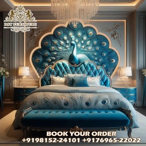 Conjunto de muebles de dormitorio modernos de tamaño King, cama de madera de teca de primera calidad, muebles de dormitorio de madera antigua de lujo - Product Image 5