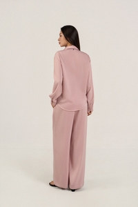 Women's 2-Piece Silk Blend <b>Set</b> - Regular Fit, Asymmetric Design, Long Sleeve, Breathable Woven Dressy Casual All Seasons - Product Image 5