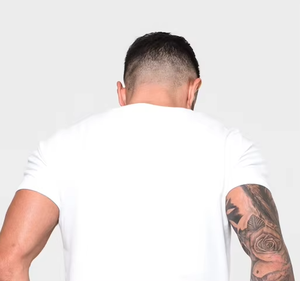 T-shirt blanc à manches courtes pour homme avec imprimé mondial, coupe ajustée, décontracté, col rond, en jersey de coton - Product Image 5