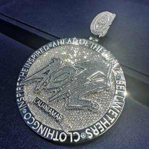 Collar con Colgante de Cadena de Eslabones con Diseño de Nombre y Letra Estilo Hip Hop, Chapado en Rodio, Plata 925, con Moissanita - Product Image 4