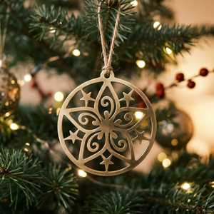 Custom Brass Square Crescent Moon Star Christmas Ornament <b>Stamped</b> <b>Metal</b> Holiday Tag Tree Hanging Pendant Wholesale - Product Image 4