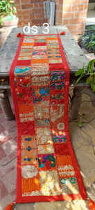 Chemin de table en coton patchwork artisanal indien, brodé à la main, nappe de mariage et décoration murale en tapisserie - Product Image 5