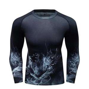 High Quality Long Sleeve Rash Guard for <b>Men</b>-100% Cotton Quick Dry Breathable Crew Neck All Seasons Custom Logo - Product Image 2