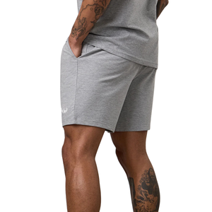 Pantalones Cortos Deportivos de Felpa de Algodón Gris Jaspeado para Hombre, Cintura Elástica, Suaves al Tacto, para Entrenamiento, Fitness, Casual, Descanso y Actividades - Product Image 2