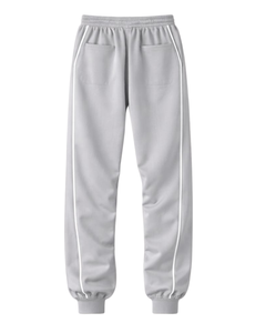 Ensemble de survêtement gris clair personnalisé pour homme, veste zippée intégrale et pantalon de jogging avec passepoil blanc, fabricant de vêtements de sport sur mesure OEM - Product Image 6