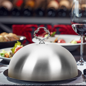 Accessoires de table à manger de luxe Royal Design, couvercle de plat en acier inoxydable, couvercle alimentaire artisanal avec un beau design de bouton - Product Image 4