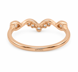Bague de mariage en or 10K, 14K, 18K ou en argent 925, 935, avec diamant de laboratoire taille ronde et motif chevron incurvé, inspirée des feuilles naturelles - Product Image 4