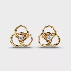 Top Quality Huggie Hoop <b>Earrings</b> In 10k Yellow Gold Trendy Jewelry with Round Cut Diamond <b>Fine</b> Jewelry <b>Earring</b> for Export Sale - Product Image 1