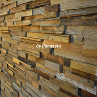 Panel Dinding Kayu Solid Geometris 3D Bertumpuk, Finishing Rustic Alami, Buatan Tangan, Modern, Peredam Suara, Pelapis Dinding Ruang Tamu