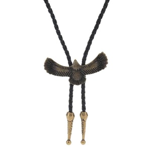 Retro Alloy Pendant Bolo Tie Adjustable Genuine Leather Cowboy Necktie Necklace for Men & Boys - Product Image 3