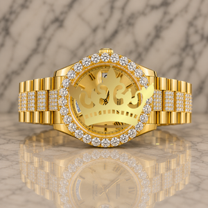 Reloj de Pulsera de Oro de Lujo para Hombre, Esfera con Números Romanos, Engaste de Piedras de Moissanita - Product Image 2
