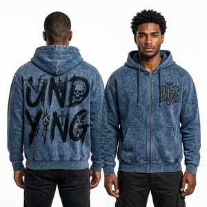 Sudadera con Capucha Gráfica Personalizada para Hombre, Estilo Vintage Azul, con Estampado Arquitectónico de Castillo, Sudadera de Forro Polar Grueso para Streetwear - Product Image 3