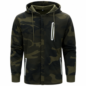 Veste à capuche softshell tactique camouflage pour homme |   Sweat à capuche de chasse imperméable à fermeture éclair intégrale avec poches utilitaires - Product Image 3