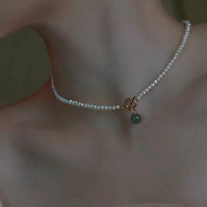 Collar de Perlas de Agua Dulce de Alta Gama para Mujer, Perla Bebé, Jade, Hebilla OT, Diseño Minimalista, Cadena para Clavícula, Elegante y Exclusivo - Product Image 2