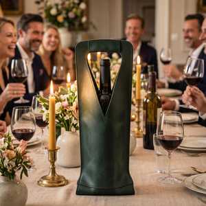 Porte-bouteille de vin en cuir véritable de qualité supérieure, sac de transport de luxe pour une bouteille, présentoir de bureau, cadeau LEB-0071 - Product Image 6