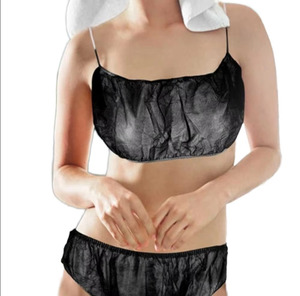 Disposable Bra Panty <b>Set</b> Thong Type <b>White</b> Non-Woven Breathable <b>Underwear</b> - Product Image 1