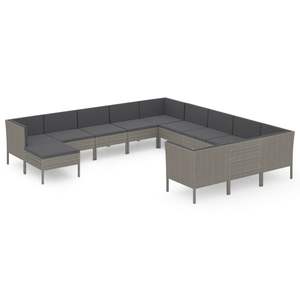 Conjunto de Muebles de Jardín de Ratán PE Gris con Acero con Recubrimiento en Polvo y Poliéster, Muebles de Exterior Duraderos - Product Image 2