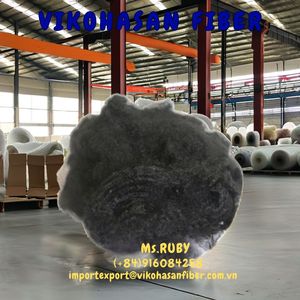 100% <b>Polyester</b> 15D Solid Fiber Black Recycle Pet of Vikohasan Manufacturer GRS fibre for make non woven fabric <b>yarn</b> geotextile - Product Image 2