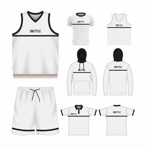 <b>White</b> Blue Stripe Sportswear ONSTYLE Unisex Breathable Set Seasons Regular Fit <b>Vest</b> Hoodie Polo Shirt Shorts - Product Image 4
