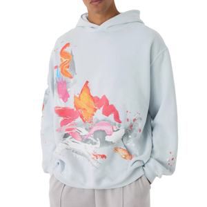 New2025 arrivée personnalisé en gros blanc lourd 100% coton polaire pull hommes bouffée impression à capuche - Product Image 1