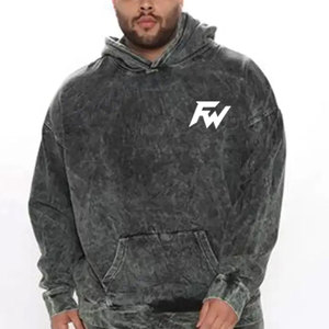 Conjunto de dos piezas de chándal con efecto acid wash, estampado personalizado, corte holgado, sudadera con capucha y pantalones deportivos, ropa casual para hombre - Product Image 6