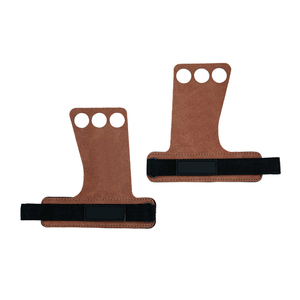 Agarraderas de Cuero Marrón Ajustables para Levantamiento de Pesas con Soporte para Muñeca, Correas de Gimnasio de 3 Dedos, Agarraderas para Entrenamiento de Fuerza - Product Image 3