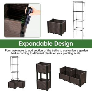 Jardinera vertical elevada de 62.99 pulgadas con riego automático, con ruedas y trellis para plantas trepadoras, para macetas y jardineras - Product Image 5