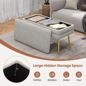 Panca contenitore imbottita in velluto per camera da letto con coperchio rimovibile - Product Image 4