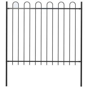 Clôture de jardin noire 71,3''x59,1'' avec sommet en arche, treillis et portails en acier - Product Image 1