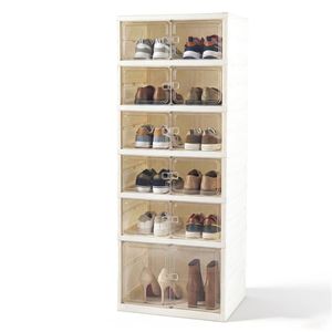 6 Tier Clear Door <b>Shoe</b> Rack with No Tool Assembly Entryway Closet <b>Storage</b> Organizer for <b>Shoe</b> Racks - Product Image 1